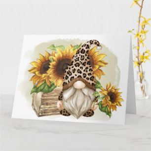 Leopard Gnome Sonnenblumen Karte