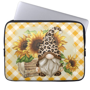 Leopard Gnome Sonnenblumen Laptopschutzhülle