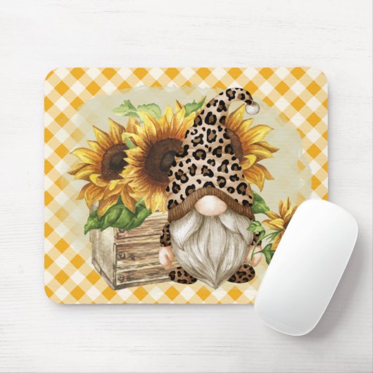 Leopard Gnome Sonnenblumen Mousepad (Mit Mouse)