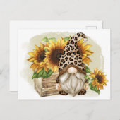 Leopard Gnome Sonnenblumen Postkarte (Vorne/Hinten)