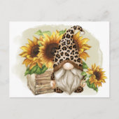 Leopard Gnome Sonnenblumen Postkarte (Vorderseite)