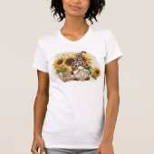 Leopard Gnome Sonnenblumen T-Shirt (Vorderseite)