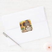 Leopard Gnome Sunflowers Square Sticker (Umschlag)