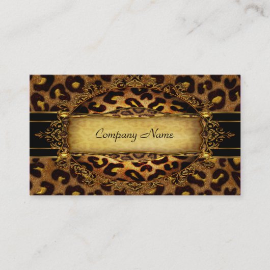 Leopard Gold Black Boutique Card Elegante 2 Visitenkarte (Vorderseite)