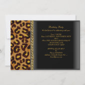 Leopard Gold Black Geburtstagsfeier Elegant Einladung (Rückseite)