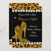 Leopard Gold Black Glamour Night Glitzer Shoes Einladung (Vorne/Hinten)
