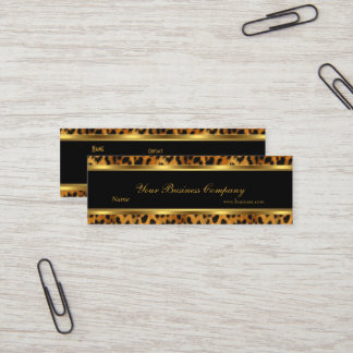 Leopard Gold Black Stripe Elegante Klasse Mini Visitenkarte