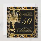 Leopard Gold Fabulous Womans 50 Einladung (Vorderseite)