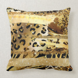 Leopard Gold Glitzer Wildtier Confetti Chic Kissen