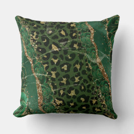 Leopard Gold Green Rose Agate Throw Kissen