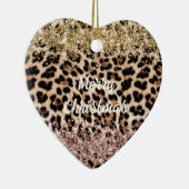Leopard Gold Pink Glitzer Keramik Ornament (Rechts)