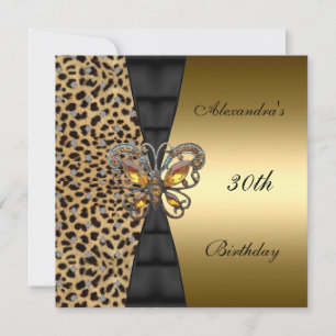 Leopard Gold Tier 30. Geburtstagsschmetterling 2 Einladung