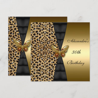 Leopard Gold Tier 30. Geburtstagsschmetterling Einladung