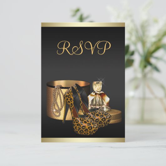 Leopard Gold UAWG RSVP Karte (Stehend Vorderseite)
