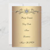 Leopard Gold Womans 50. Geburtstagsparty Einladung (Rückseite)