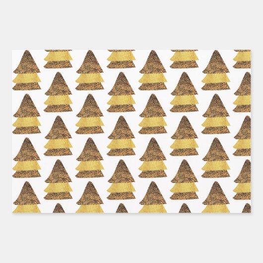 Leopard Golden Christmas Tree Muster Geschenkpapier Set (Vorderseite 2)