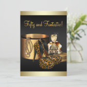 Leopard-Goldfrauen am Geburtstag Einladung (Stehend Vorderseite)