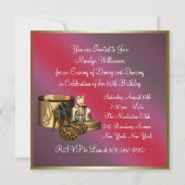 Leopard-Goldfrauen mit High Heel Schuhe 50. Geburt Einladung (Rückseite)