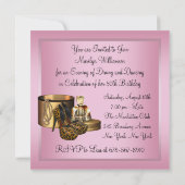 Leopard-Goldfrauen mit High Heel Schuhe 50. Geburt Einladung (Rückseite)