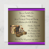 Leopard-Goldfrauen mit High Heel Schuhe 50. Geburt Einladung (Rückseite)