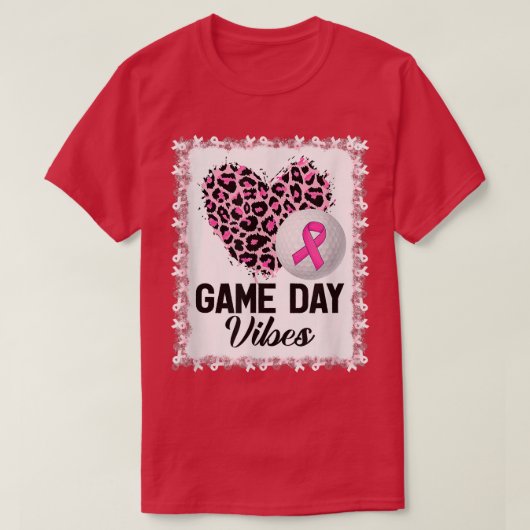 Leopard Golf Game Day Vibes Breast Cancer Awarenes T-Shirt (Design vorne)