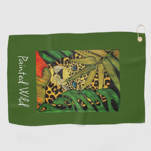 Leopard Golf Towel Painted Wild Golfhandtuch (Horizontal)