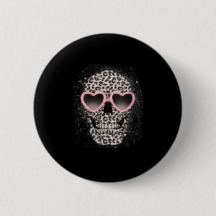 Leopard Gothic Skull Cool Skeleton Cheetah Button