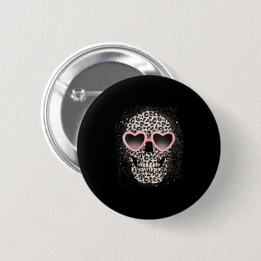 Leopard Gothic Skull Cool Skeleton Cheetah Button (Vorne & Hinten)
