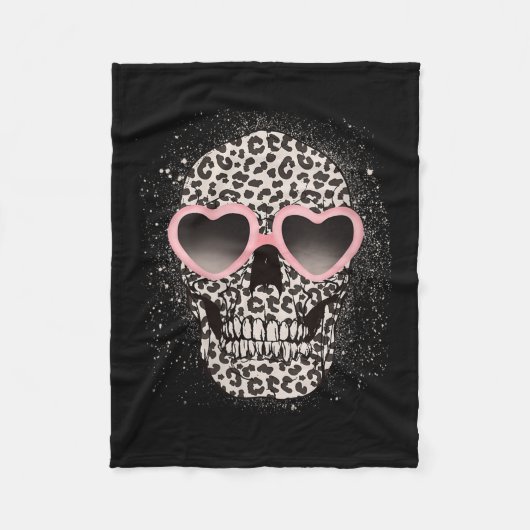 Leopard Gothic Skull Cool Skeleton Cheetah Fleecedecke (Vorderseite)