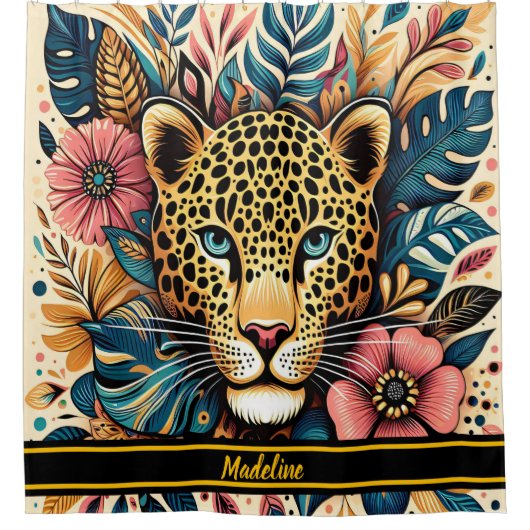 Leopard Grace: Lebendige Zweigstelle Duschvorhang (Vorderseite)