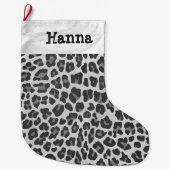 Leopard-grauer und hellgrauer Druck Großer Weihnachtsstrumpf (Vorderseite)
