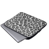Leopard-grauer und hellgrauer Druck Laptopschutzhülle (Vorne Knopf)