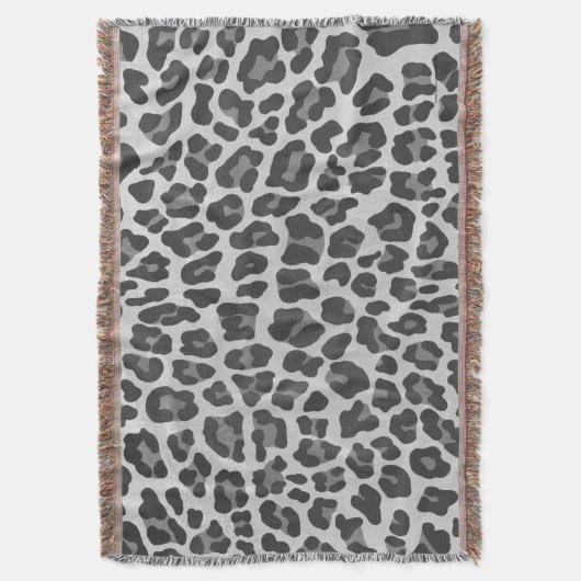 Leopard Gray and Light Gray Print Decke (Vorderseite Vertikal)