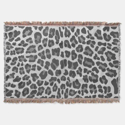 Leopard Gray and Light Gray Print Decke (Vorderseite)