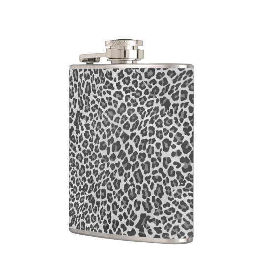 Leopard Gray and Light Gray Print Flachmann (Links)
