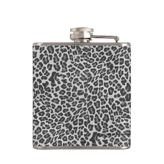 Leopard Gray and Light Gray Print Flachmann (Rückseite)