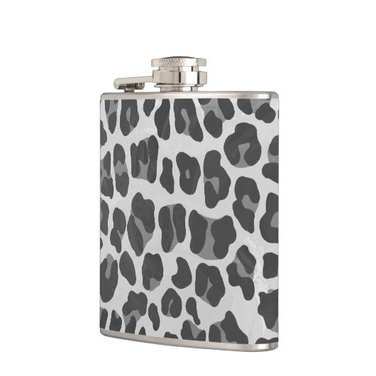 Leopard Gray and Light Gray Print Flachmann (Links)
