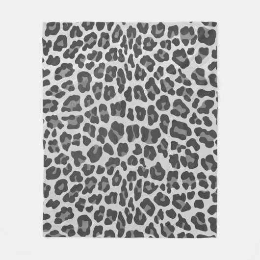 Leopard Gray and Light Gray Print Fleecedecke (Vorderseite)