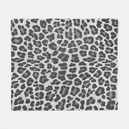 Leopard Gray and Light Gray Print Fleecedecke (Vorderseite (Horizontal))