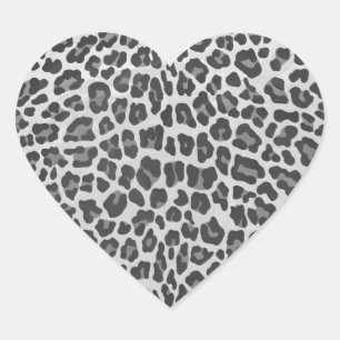 Leopard Gray and Light Gray Print Herz-Aufkleber