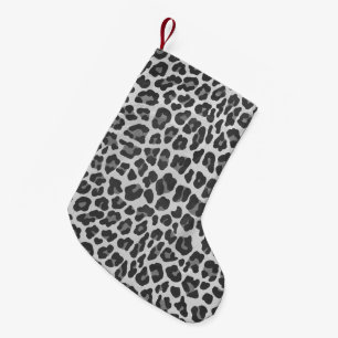 Leopard Gray and Light Gray Print Kleiner Weihnachtsstrumpf