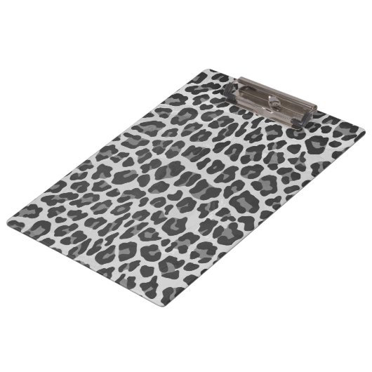 Leopard Gray and Light Gray Print Klemmbrett (Schrägansicht)
