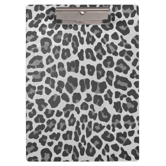 Leopard Gray and Light Gray Print Klemmbrett (Vorderseite)