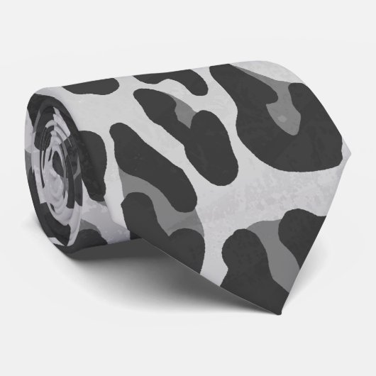 Leopard Gray and Light Gray Print Krawatte (Gerollt)