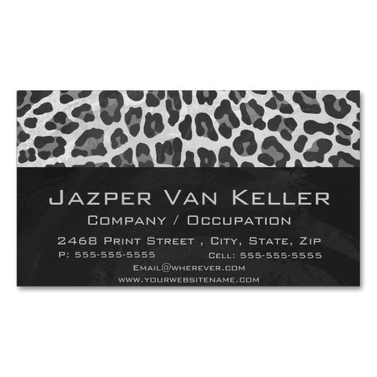 Leopard Gray and Light Gray Print Magnetische Visitenkarte (Vorderseite)