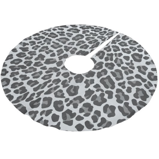 Leopard Gray and Light Gray Print Polyester Weihnachtsbaumdecke (Schrägansicht)