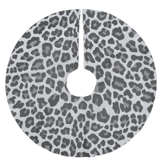 Leopard Gray and Light Gray Print Polyester Weihnachtsbaumdecke (Vorderseite)