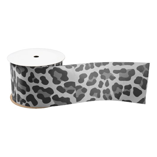 Leopard Gray and Light Gray Print Satinband (Spule)