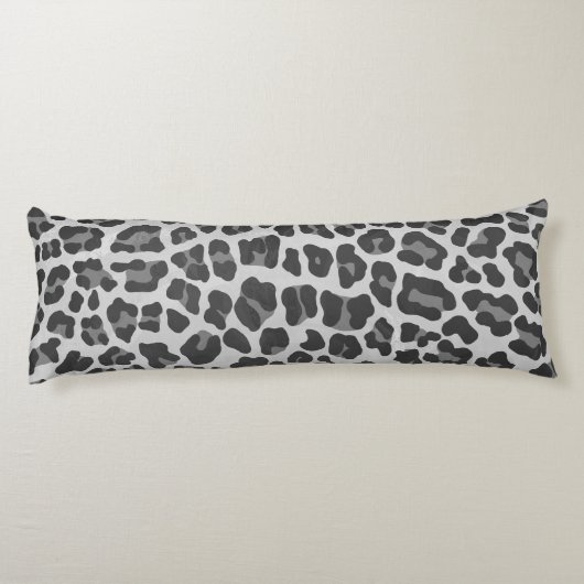 Leopard Gray and Light Gray Print Seitenschläferkissen (Rückseite)