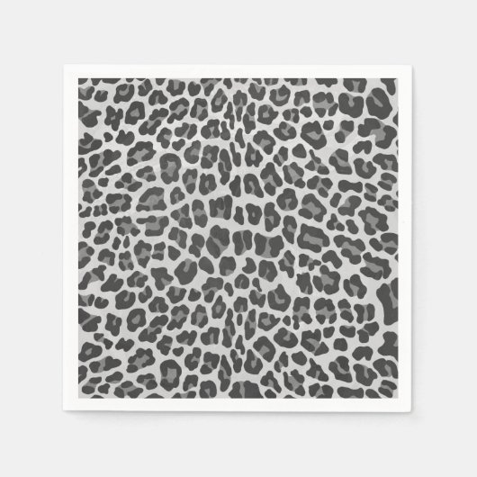 Leopard Gray and Light Gray Print Serviette (Vorderseite)